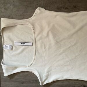 PINK Victoria's Secret Cream Fitted Tank Top